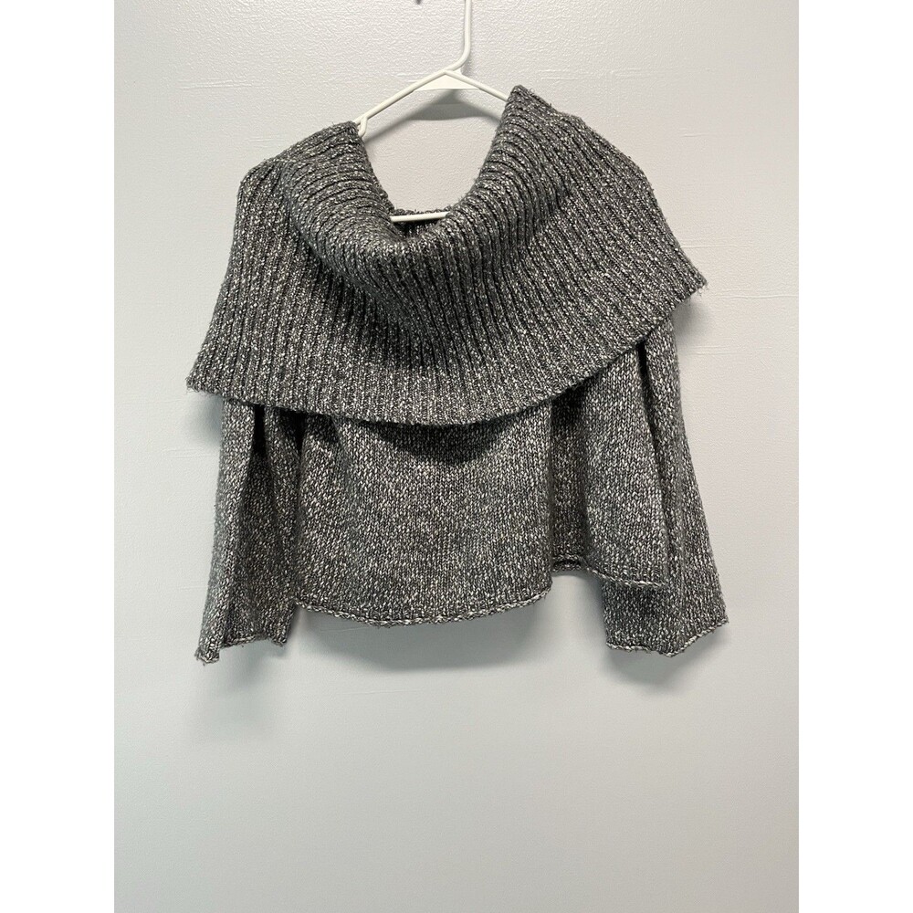 Aerie Chunky-Knit Cowl Neck Pullover Sweater Gray Marl Long Sleeve Size L